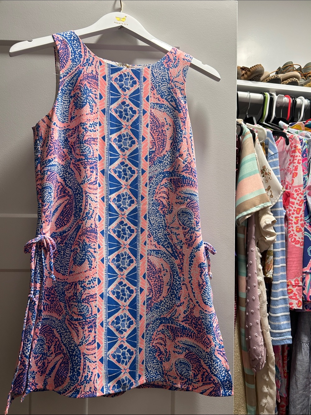 Lilly Pulitzer Pink and Blue Printed Sleeveless Shift Dress